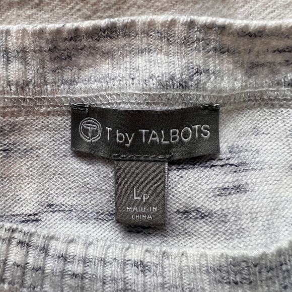 Talbots Petite Heathered Light Gray Ribbed Light Weight Crew Neck Sweater-LP: i - Picture 4 of 12